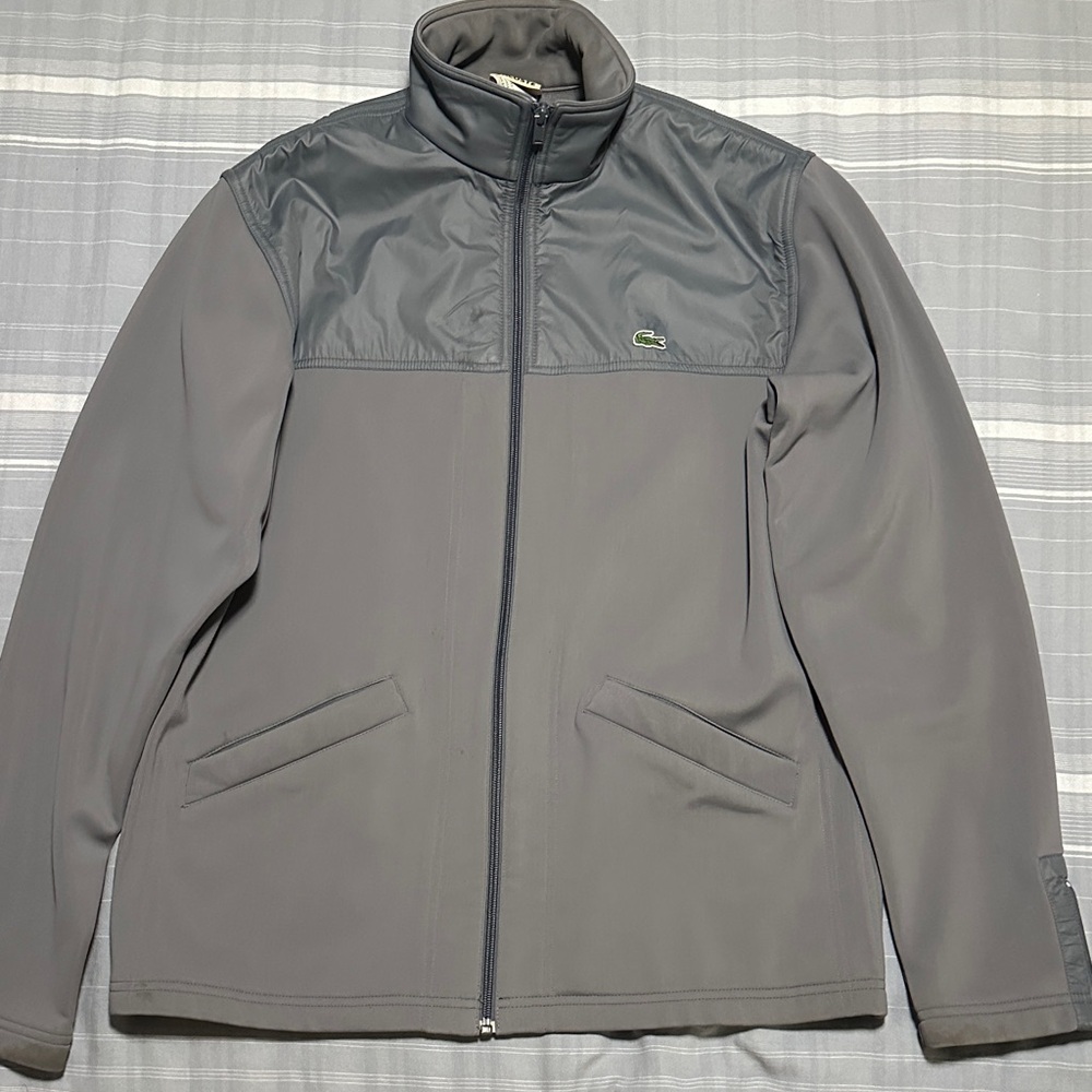 Lacoste Men's Gray Lightweight Full-Zip Jacket with Stand Collar
